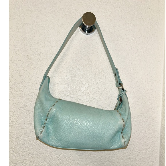 Baby Blue Leather Baguette Shoulder Bag By SIGRID OLSEN Y2K Style Shoulder Bag - Picture 7 of 15